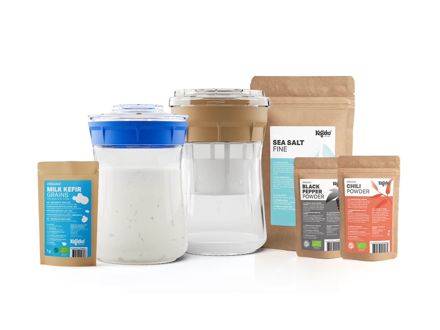 Kefirko Complete Starter Kit with Milk Dehydrated Grains. Buy Tools for  Fermentation